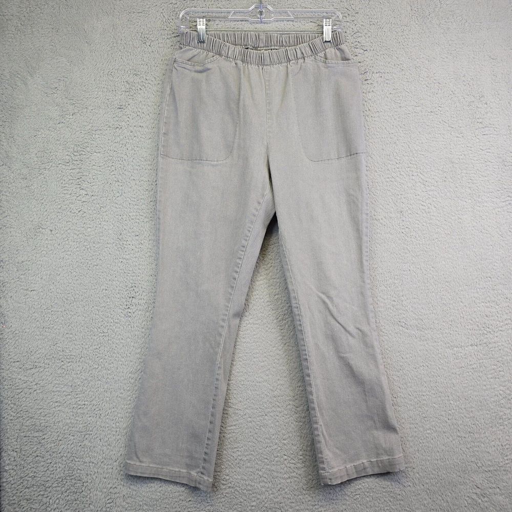 Woman Within Jeans Women 14W Gray 7 Day Straight Leg Elastic Waistband High Rise